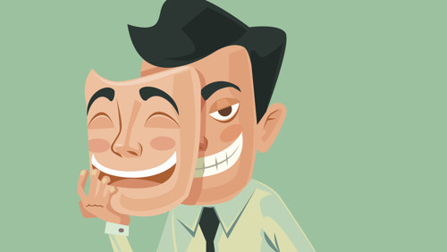 illustratie pesten op het werk man met twee gezichten illustratie pesten op het werk man met twee gezichten