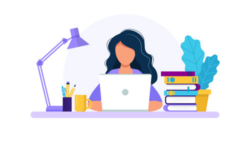 Illustratie vrouw achter laptop Illustratie vrouw achter laptop