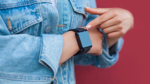 Vrouw met sporthorloge Vrouw met sporthorloge